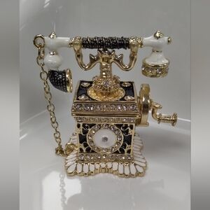 Vintage Style Gold and Black Telephone Trinket Box